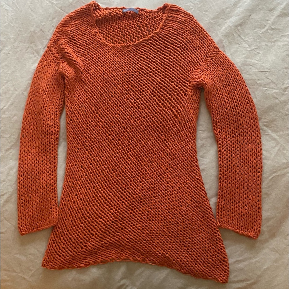 Vince orange knit sweater tunic fisherman